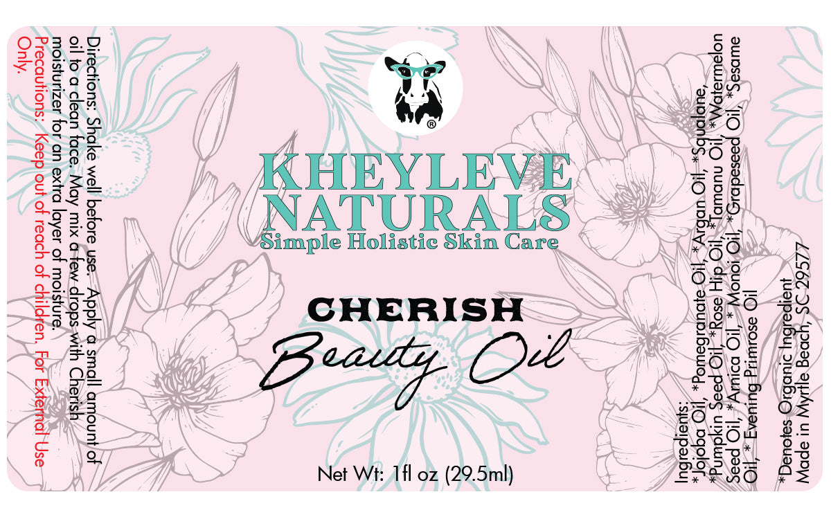 Cherish Beauty Oil with natural botanicals for nourishing, radiant, and deeply hydrated skin.