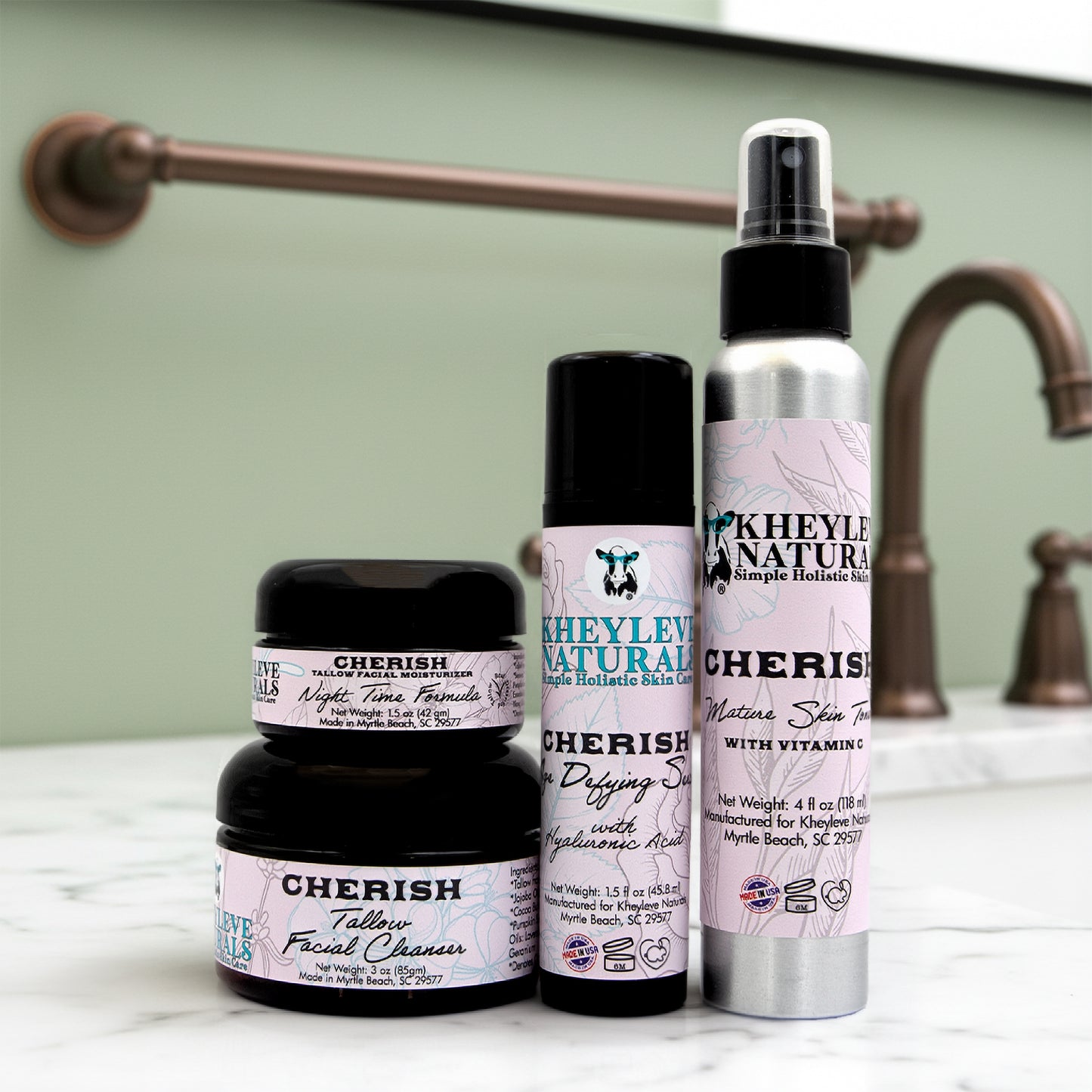 Cherish Mature Skin Bundle- Cleanser, Moisturizer, Toner and Serum