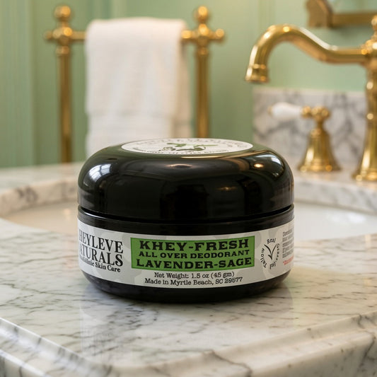 Khey-Fresh delivers all-day protection without the aluminum, parabens, or synthetic fragrances that irritate sensitive skin