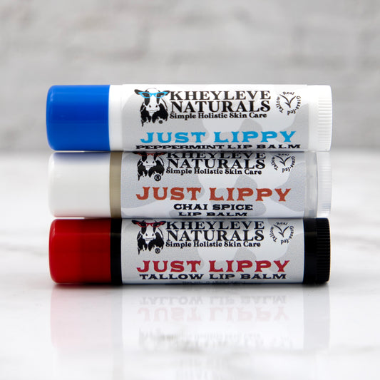 Our Just Lippy Trio is crafted with grass-fed tallow—the most nutrient-dense moisturizer nature offers—formulated by a holistic RN and mama who understands what skin really needs