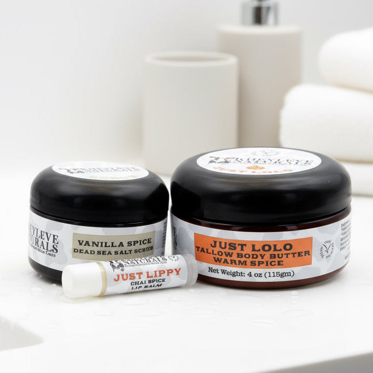 Our Warm Spice Holiday Gift Set brings together three handcrafted favorites that nourish winter skin with the power of grass-fed tallow and real ingredients