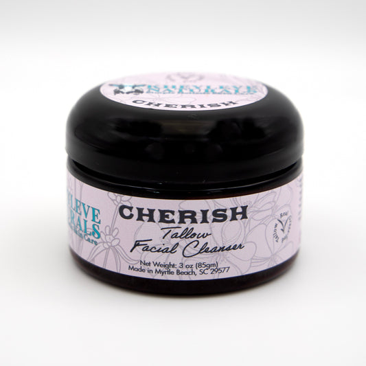 Cherish grass-fed tallow cleanser used for oil cleansing method for sensitive and acne-prone skin