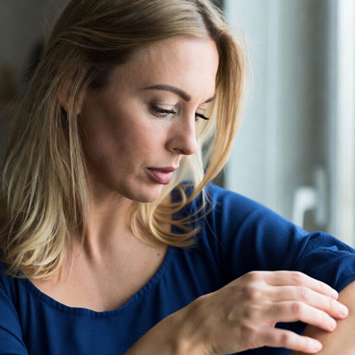 Woman in a blue shirt 