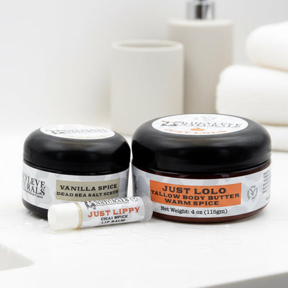Our Warm Spice Holiday Gift Set brings together three handcrafted favorites that nourish winter skin with the power of grass-fed tallow and real ingredients