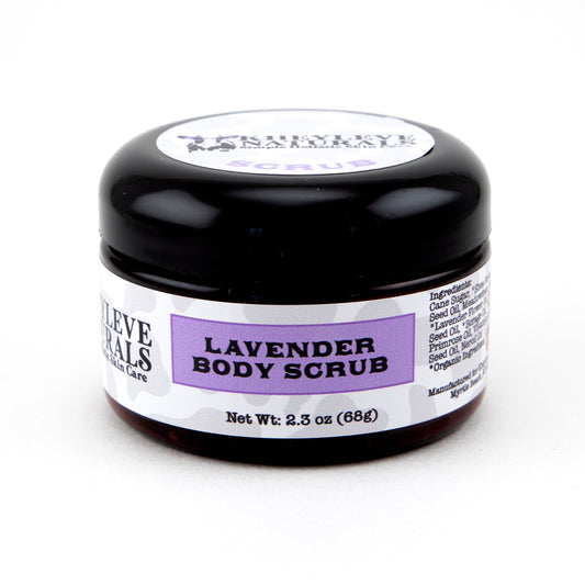 Bring the soothing, peaceful notes of lavender to your shower or bathtub with this sweet and exfoliating body scrub. Packed with skin-nourishing oils and and butters, this delectable sugar scrub is sure to see a lot of use! 